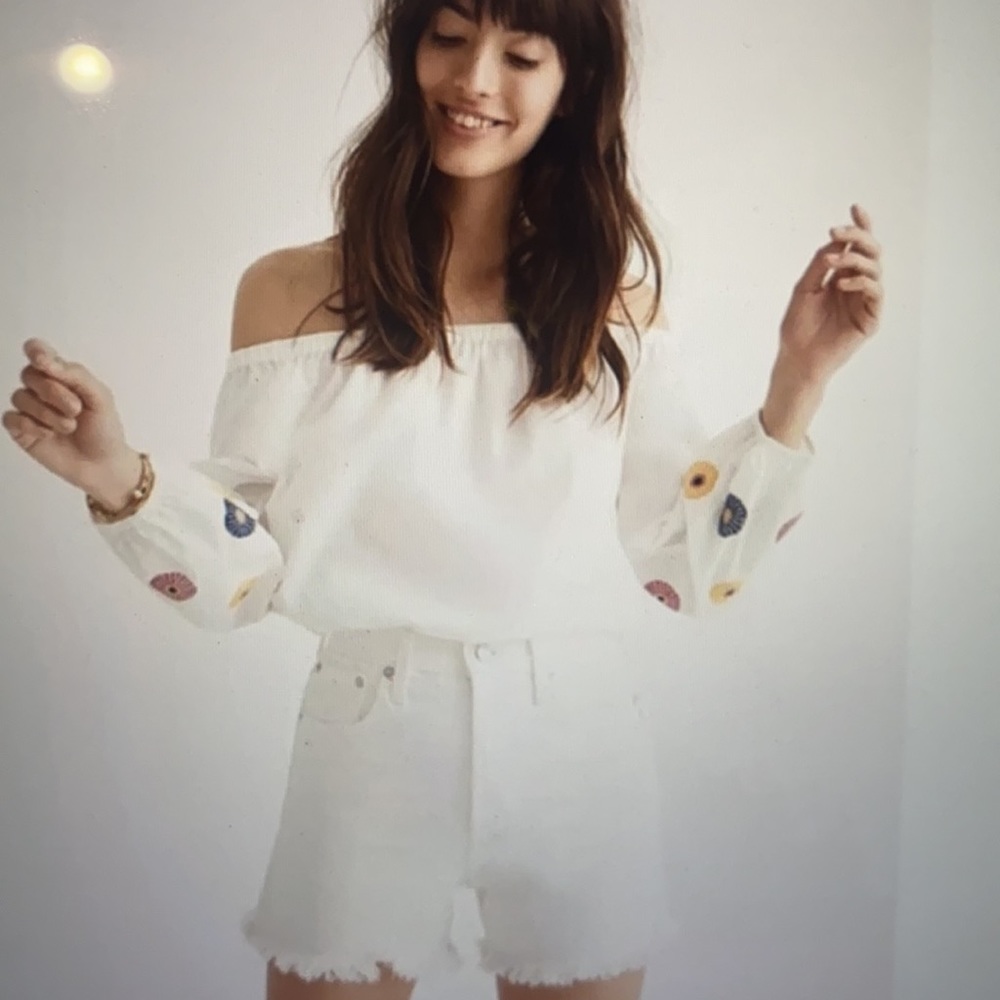 Madewell flower embroidered top